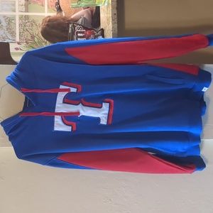 A Texas rangers hoodie sizexl red white and blue